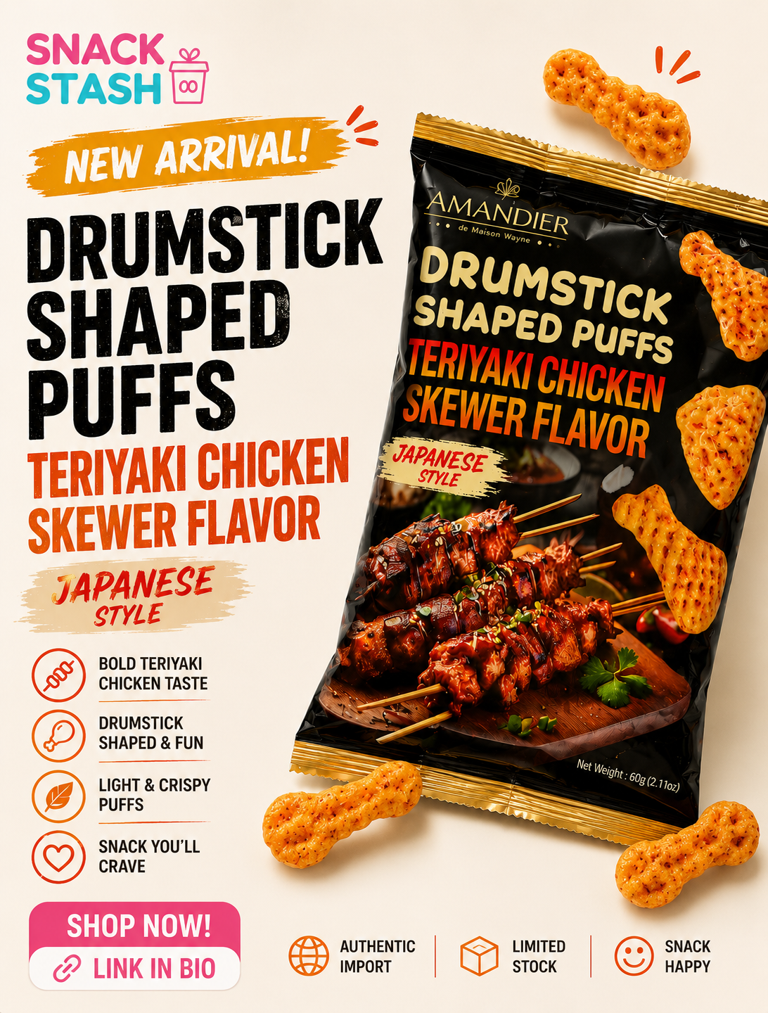 Drumstick Shaped Puffs Variety Pack – 3 Flavors